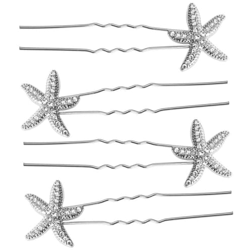 PartyKindom 4 Stück Teiliges Haarschmuck Legiertem Stern Haarnadeln für Braut Elegant und Robust für Strandhochzeit Festival und Party Funkelnde Haarklammern für Frauen und Mädchen von PartyKindom