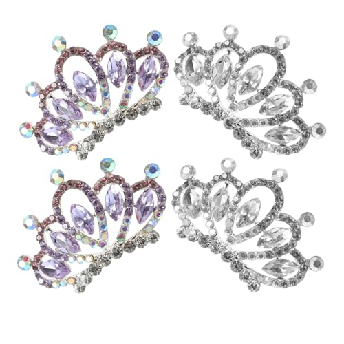 PartyKindom 4 Stück Teiliges Haarschmuck Mini Tiara Haarkamm mit Funkelnden Strasssteinen Eleganter Haar Accessoire für Braut Hochzeit Party und Festliche Anlässe Vielseitig Tragbar und von PartyKindom