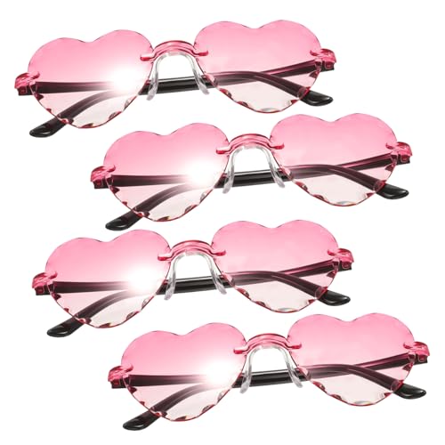 PartyKindom 4 Stück Teiliges Herz Sonnenbrillen Partybrillen Lustige Sonnenbrille mit Pinkem Farbverlauf Unisex Modeaccessoire für Junggesellinnenabschiede Festivals und Valentinstag von PartyKindom