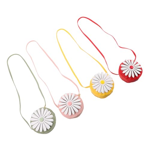 PartyKindom 4 Stück Teiliges Mini-Daisy-umhängetasche Kleine Leichte Schultertaschen mit Sicherem Reißverschluss Süßes Blumenmuster für Geburtstage Reisen Partys und Alltag von Mädchen von PartyKindom