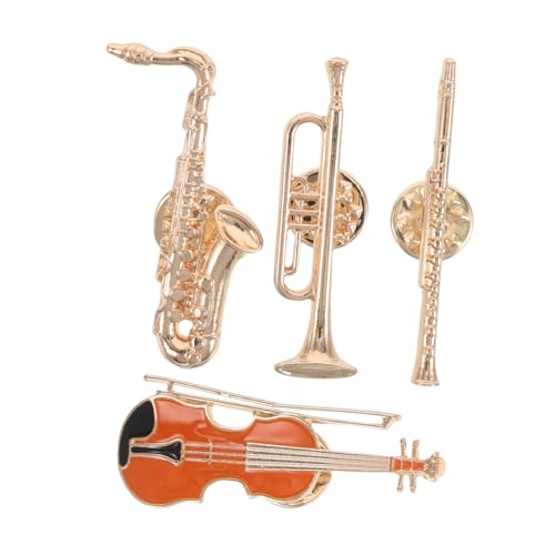 PartyKindom 4stücke Metallbrosche Mit Musik-instrumenten-design Gitarren Und Saxophon-anstecknadeln Originelle Broschen Für Pullover Schals Und Taschen von PartyKindom