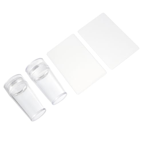 PartyKindom 4 Stück Teiliges Nail Art Stamping Transparent DIY Maniküre Stempel mit Blank Plates für Einfache Nagelkunst Nail Stamp Kit für Hause und von PartyKindom