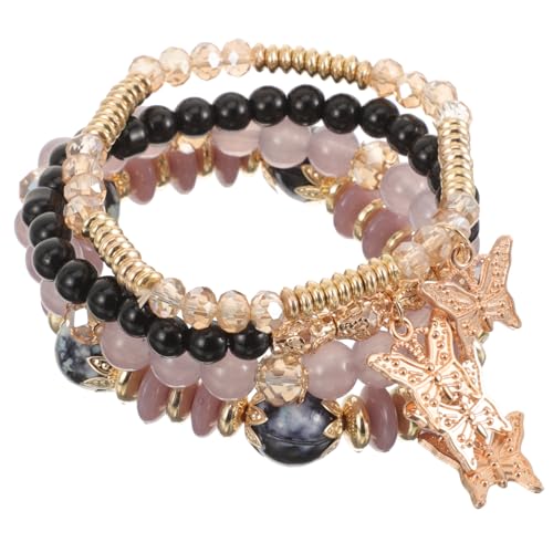 PartyKindom 4 Stück Teiliges Perlen Armband mit Schmetterlingsdesign Leichtes Damen Wrist Schmuck Langlebige Farblich Akzentuierte Modeschmuck Armbänder für Alltag und von PartyKindom