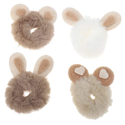 PartyKindom 4Stücke Elastische Haargummis mit Hasenohr Design für Mädchen Deko Haar Ringe Bequem und Langlebig für und Hochsteckfrisuren von PartyKindom
