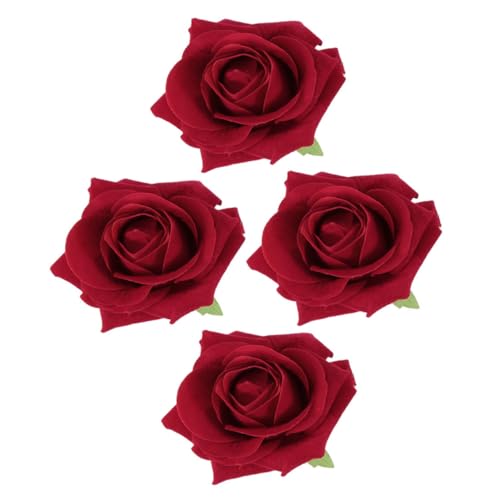 PartyKindom 4 Stück Teiliges Rote Künstliche Rosen Haarnadeln Haarschmuck Damen Leicht Vielseitig als Brosche oder Haarclip für Hochzeit Party Valentinstag von PartyKindom