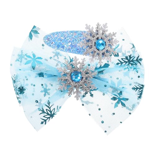 PartyKindom 4 Stück Teiliges Schneeflocken Haaraccessoire für Mädchen Haarklammern mit Schleifen Party Dekoration für Geburtstagsfeiern und von PartyKindom