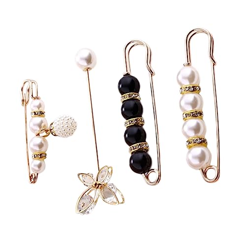 PartyKindom 4 Stück Teiliges Sicherheitsnadeln mit Perlen Verstellbarer Taillenhalter für Damenkleidung Dekorative Broschen für Kleid Strickjacke und Rock Glatte Oberfläche Schützt Vielseitig von PartyKindom