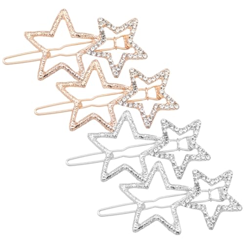 PartyKindom 4 Stück Teiliges Stern haarspangen aus Legierung mit Funkelnden Strasssteinen Dekorative Haarklammern in Gold und Silber für Damen und Mädchen Modische Haarschmuck accessoires für von PartyKindom
