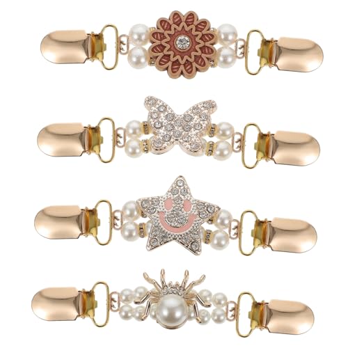 PartyKindom 4 Stück Teiliges Strickjacken Broschen mit Eleganten Kunstperlen Pullover und Schalclips aus Hochwertiger Legierung Leichter Cardigan Verschluss für Damenkleidung und Accessoires von PartyKindom