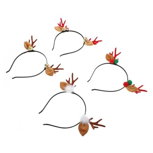 PartyKindom 4 Stück Teiliges Weihnachts Haarreif mit Niedlichem Rentiergeweih Design Bequem und Rutschfest Festlicher Haarschmuck für Mädchen und Party Verarbeitet und Modisch von PartyKindom