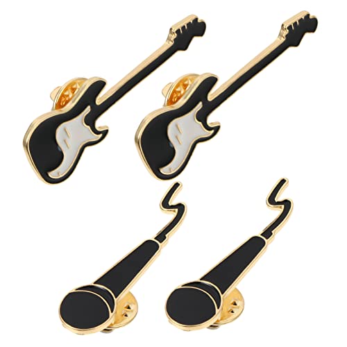 PartyKindom 4Stücke Mikrofonbroschen Legierungs Anstecknadeln für Gitarrenliebhaber Einzigartige Broschen für Shirts Taschen Freizeitkleidung von PartyKindom