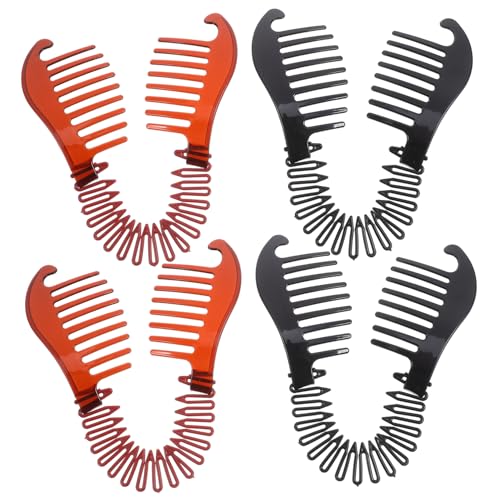 PartyKindom 4stücke Bananen Haarspangen Aus Kunststoff Pferdeschwanzhalter Für Frauen Und Mädchen Haar-accessoires Mit Kammfunktion Schwarz Kaffeebraun von PartyKindom