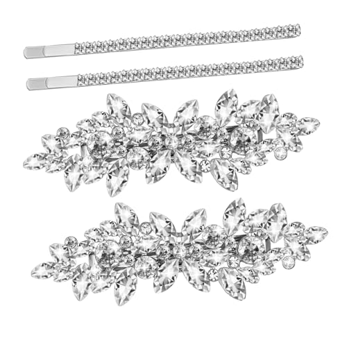 PartyKindom 4stücke Haarnadeln Mit Strass Und Silber Für Hochzeit Party Und Formelle Anlässe Dekorative Haarspangen Mit Kristallen Für Damen Und Mädchen von PartyKindom