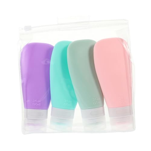 PartyKindom 4stücke Silikonflaschen Reise Mit Quetschflaschen Für Shampoo Und Duschgel Kleine Reiseflaschen Zum Verteilen Von Lotion Und Make-up-entferner Leicht Und Platzsparend von PartyKindom