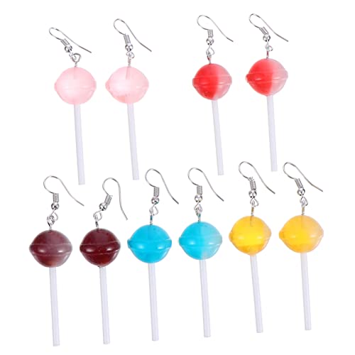 PartyKindom 5 Paare Bonbonfarbene Ohrentropfen Ohrringe Damen Party Schmuck Lustige Lollipop Ohrhänger Bunte Candy Designs Ohrstecker für Karneval Halloween Fest von PartyKindom