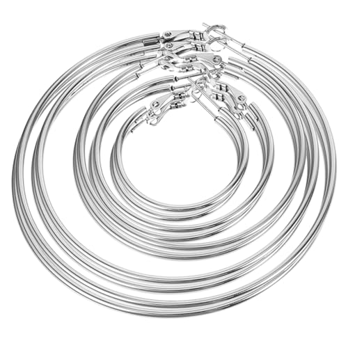 PartyKindom 5 Paare Große Runde Creolen Ohrringe aus Edelstahl Modische Damenschmuck Sets in Leichte Loop Ohrringe Vielseitig Kombinierbar für Alltag und Festival Stilvolle Damenaccessoires von PartyKindom