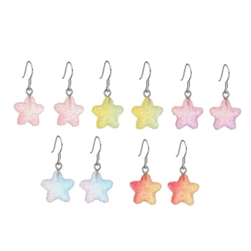 PartyKindom 5 Paare Mädchen Ohrhänger Sternförmig Ohrpendants Farbverlauf Mattiert Leicht Hautfreundlich Modisch von PartyKindom