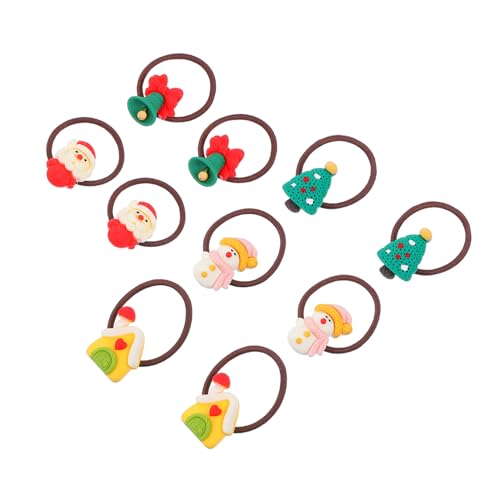 PartyKindom 5 Paare Weihnachts Haargummis für Mädchen Elastische Ponytail Halter mit Weihnachtsbaum Weihnachtsmann Schneemann Haus und Glocke Schonend zu Feinem Haar Fest Haltend Festliche von PartyKindom