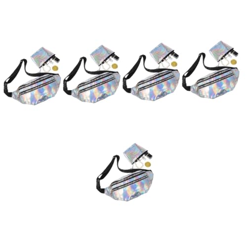 PartyKindom 5 Sätze Damen Bauchtasche Verstellbar mit Fischschuppen Münzbeutel Schimmerndes Design Verstellbarer Gürtel Vielseitig für Sport Festival Outdoor und Alltag Geeignet von PartyKindom
