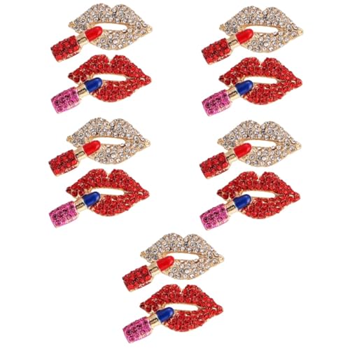 PartyKindom 5 Sätze Lippen Lippenstift Brosche Anstecknadel Mit Strass Für Kleidung Jacke Und Anzüge Stilvolle Dekoration Für Mode Und Accessoires 2 Stück * 5 von PartyKindom