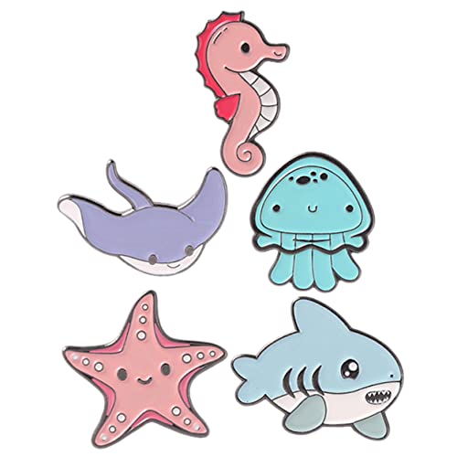 PartyKindom 5 Stck Teiliges Niedliche Meerestier Broschen Anstecknadeln Cartoon Stil Metall Abzeichen für Kleidung Schal Taschen Hüte als Dekorativer Pin für Alltag und Festlichkeiten von PartyKindom