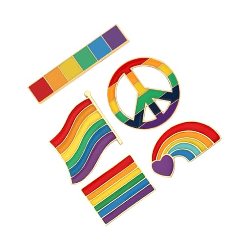 PartyKindom 5 Stück Broschen Rainbow Brosche Anstecknadeln Modisch Robuste Legierung DIY Schmuck für Kleidung Rucksack Hut Vielseitige Bunte Taschen und Kleidungsdekoration von PartyKindom