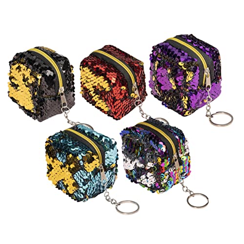 PartyKindom Kleiner Geldbörse Für Damen 5 Stücke Münztasche Mit Reißverschluss Tragbare Aufbewahrungstaschen in Rot Grün Schwarz Pink Und Bunt Für Kosmetik Und Schmuck Kleine Handtasche von PartyKindom