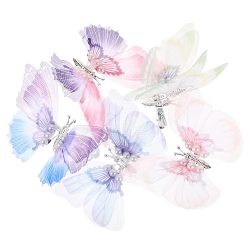 PartyKindom 5 Stück Schmetterling Haarklammern für Mädchen Elastische Haarspangen Blau Rot Gelb Grün Orange und Blau Stilvolles Haarzubehör für Hochzeiten Partys und Alltag von PartyKindom