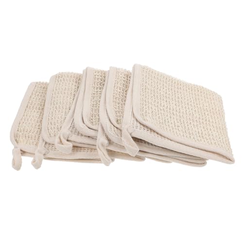 PartyKindom 5 Stück Teiliges Baumwoll Leinen Peeling Badetuch Sanfter Rückenschrubber für Dusche Exfolierendes Körperhandtuch zur Porenreinigung und Hautaktivierung Hautfreundlich und von PartyKindom