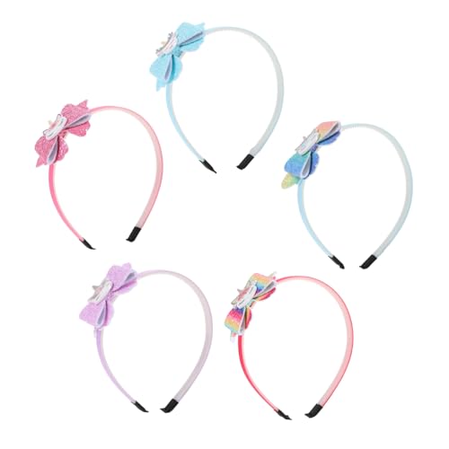 PartyKindom 5 Stück Teiliges Einhorn Haarband für Mädchen Leichtes Bequemes Party Haarreif mit Schleife Kreatives Geburtstags accessoire für Karneval Kostüm und Festliche Anlässe von PartyKindom