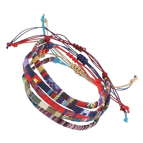 PartyKindom 5 Stück Teiliges Geflochtenes Baumwoll Leinen Armband Verstellbare Freundschaftsarmbänder für Damen Handgewebte Bunte Wickelarmbänder Dehnbar und Langlebig Modisches Accessoire von PartyKindom