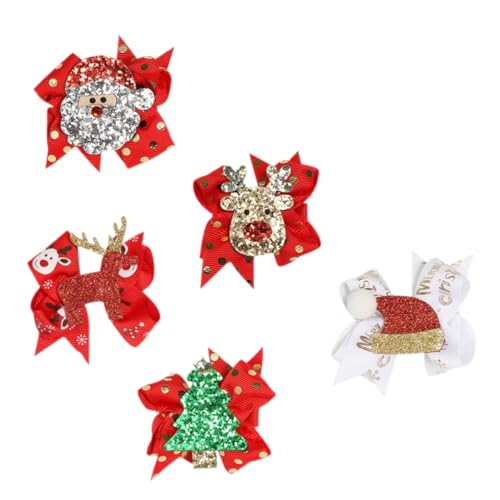 PartyKindom 5 Stück Teiliges Haarspangen Schleifenform Weihnachts Haarschmuck Metall Leicht und Sicher für Xmas Party Festliche Haarschmuck Accessoires für Mädchen von PartyKindom