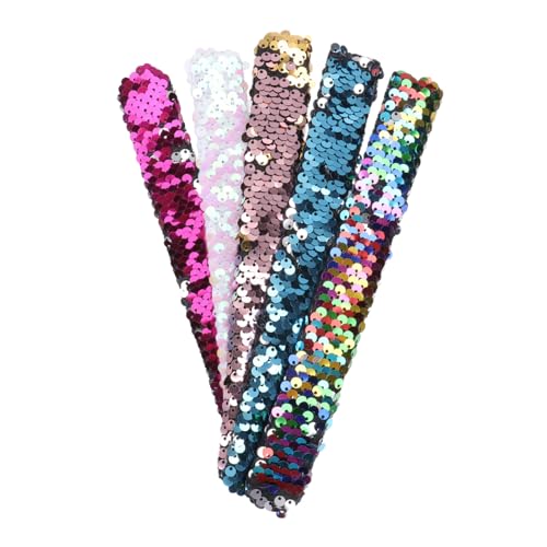 PartyKindom 5 Stück Teiliges Meerjungfrau Glitzer Armband für DIY Slap Bracelet Flexibles Langlebiges Farbenfroh und Hautfreundlich für Kreative Bastelprojekte und von PartyKindom