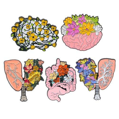 PartyKindom 5 Stück Teiliges Organ Broschen Emaille Anstecknadeln mit Anatomischem Design Metall Schmucknadel für Anzug Kleidung Taschen und Schals Kreative Geschenkidee von PartyKindom