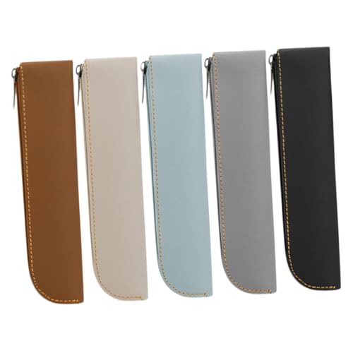 PartyKindom 5stücke Federmäppchen Aus Pu-Leder Mit Großem Fassungsvermögen Schmales Stifteetui Mit Reißverschluss Für Schule Büro Und Reisen Tragbare Aufbewahrungstasche Für Stifte Und von PartyKindom