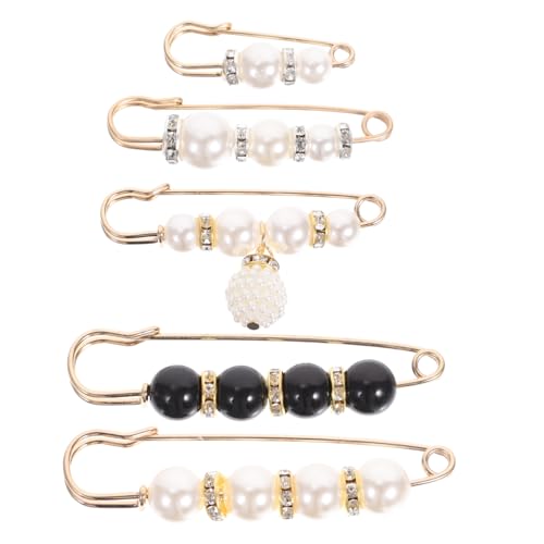 PartyKindom 5 Stück Teiliges Perlen Broschen für Damen Anstecknadeln aus Hochwertigem Material Stilvolle Schmucknadeln für Pullover Schals Cardigan Clips Dekorativ und Langlebig von PartyKindom
