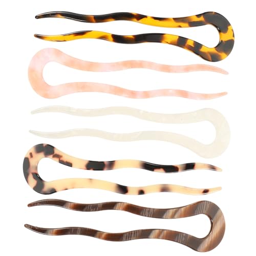 PartyKindom 5 Stück Teiliges Retro U förmige Haarnadeln aus Robustem Material Stilvolle Gewellte Haarspangen für Damen Rutschfest und Komfortabel als Haarschmuck für Party Festival und Alltag von PartyKindom