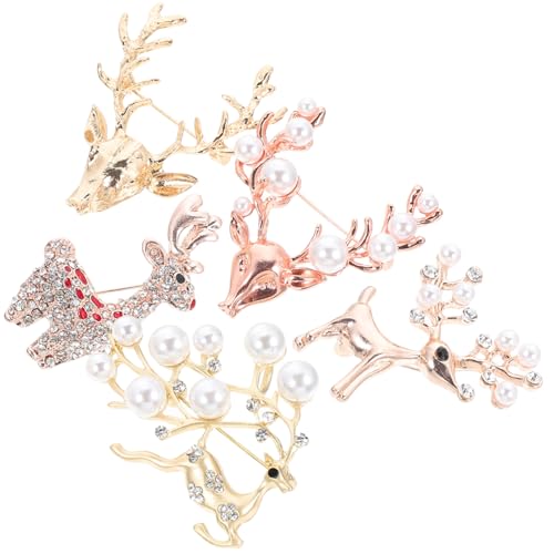 PartyKindom 5 Stück Teiliges Weihnachtsbroschen Elch Design Farbenfrohe Legierungsbroschen Anstecknadeln für Schal Mantel Tasche Festliche Kleidung für Familie und Freunde von PartyKindom