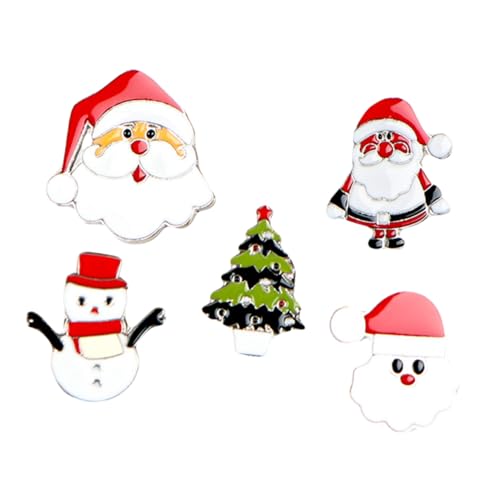 PartyKindom 5 Stück Teiliges Weihnachtsbroschen mit Festlichen Elementen Bunte Anstecknadeln für Kleidung Weihnachtsdekoration und für Familie und Freunde von PartyKindom