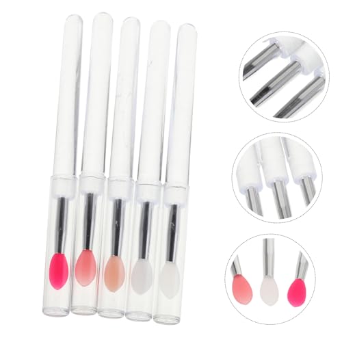 PartyKindom 5 Stück Wiederverwendbarer Teiliges Silikon Lippenpinsel Sanfter Weicher Lipgloss für Lippenmasken Lidschatten und Glitzer Tragbar und Leicht für Präzises Make Up von PartyKindom