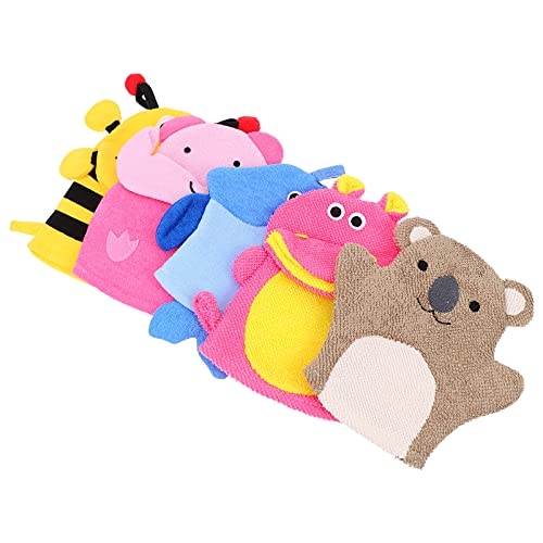 PartyKindom 5Stücke Teiliges Badehandschuhe Tierischem Design Exfolierende Badewäsche für Junge Mädchen und Kleinkinder für Hause und Unterwegs Leicht und Tragbar Fördert von PartyKindom