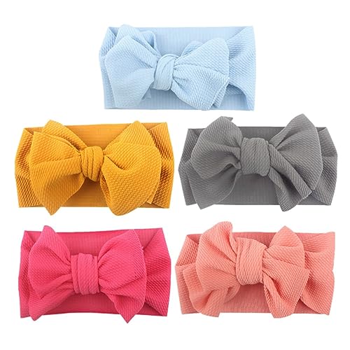 PartyKindom 5stücke Haarband Mit Schleife Elastisch Für Mädchen Und Junge Mädchen Stirnband in Blau Rosa Gelb Rosé Kopfbedeckung Haar-accessoires von PartyKindom