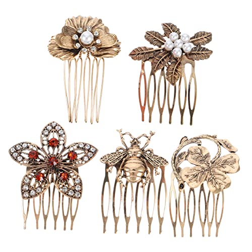 PartyKindom 5stücke Vintage Haarkamm Seitenkamm Haarspange Clip Für Frauen Langlebiger Haarschmuck Aus Legierung Mit Perlen Und Diamantverzierung von PartyKindom