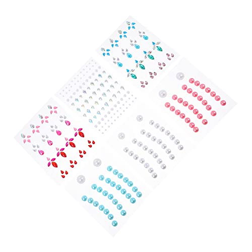 PartyKindom 6 Blätter Augenbrauen Juwelen Aufkleber Selbstklebende Gesichtsgems für Make Up und Dekoration Glänzende Strasssteine für Partys und Kreative Bastelprojekte von PartyKindom