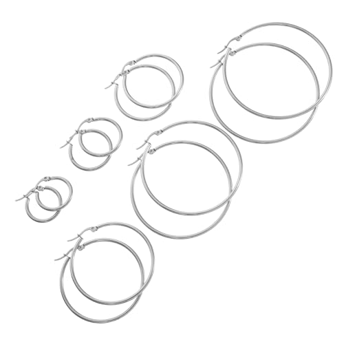 PartyKindom 6 Paare Exzentrische Punk Style Große Kreolen Titanstahl für Partys Musikfestivals Täglichen Gebrauch Hautfreundlich von PartyKindom