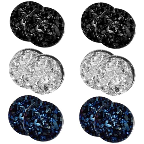 PartyKindom 6 Paare Magnetische Ohrclips Kleine Clip Ohrringe Modisch Hautfreundlich Unisex Ohrschmuck Silber Schwarz Blau Elegant Für Geburtstag von PartyKindom