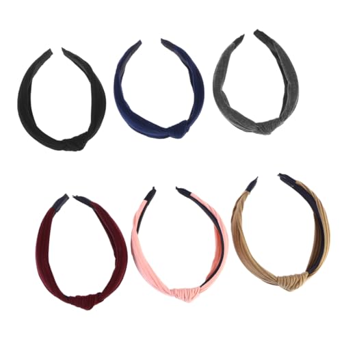 PartyKindom 6 Stck Teiliges Breiter Einfarbiger Knoten Turban Haarbänder für Damen und Mädchen Stilvolles Haar Accessoire Weinrot Dunkelgrau Blau Khaki und Geeignet für Alltag von PartyKindom