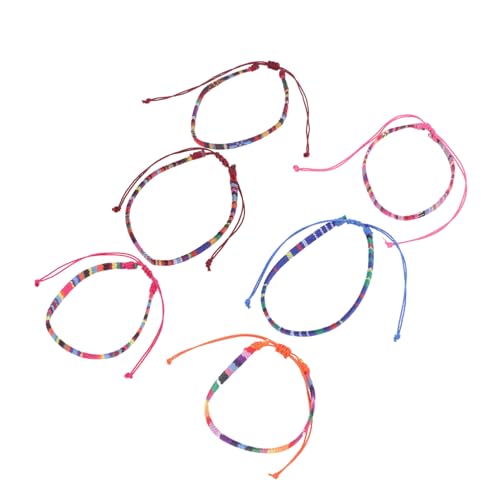 PartyKindom 6 Stück Boho Fußkettchen Damen Teiliges Verstellbares Geflochtenes Baumwoll Strand Fußband Bunt Sommerlich Leicht Modisch für Frauen und Mädchen von PartyKindom