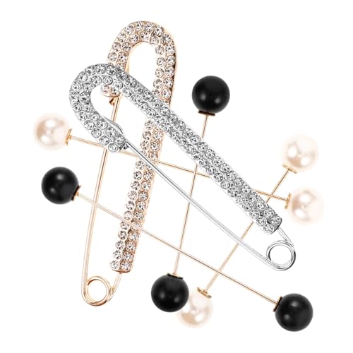 PartyKindom 6 Stück Kleine Broschen Sicherheitsnadeln mit Perlen und Strass Dekorative Anstecknadeln für Pullover Kleid Schal Taillierende Schmuck Clips für Damen und Mädchen von PartyKindom