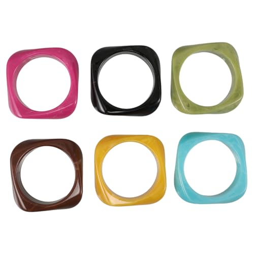 PartyKindom 6stücke Armreifen Für Damen Retro Kunststoff Quadratisches Armband Hautfreundliche Chunky Armreifen Geburtstagsarmbänder Armbänder von PartyKindom